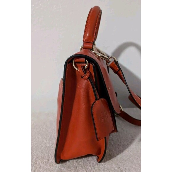 Tory Burch Priscilla Crossbody Hand Bag Frame Satchel Orange - Picture 8 of 16